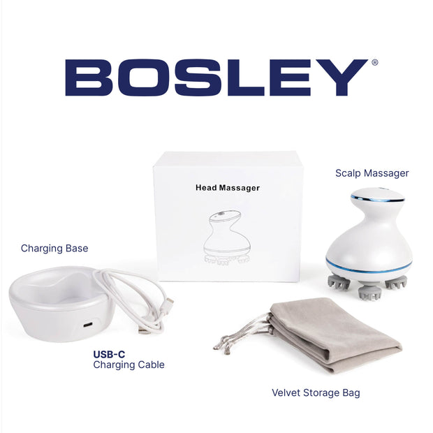Bosley White Waterproof Electric Scalp Massager with Red Light Stimulation Bosley White Waterproof Electric Scalp Massager with Red Light Stimulation